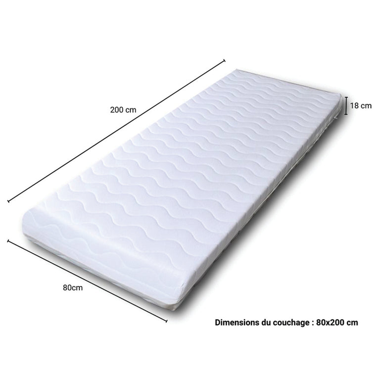 Matelas 80x200 mémoire de forme Luna Blanc - vue 3