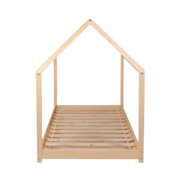 Lit cabane 90x190 barrière de lit amovible et sommier inclus Panda Bois - vue 4