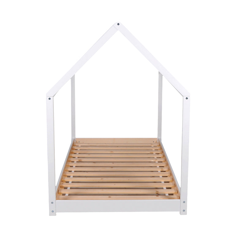 Lit cabane 90x190 barrière de lit amovible et sommier inclus Panda Blanc - vue 3