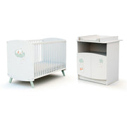 Lit bébé 60x120 et commode avec plan à langer AT4 Disney Up in the Sky Winnie Blanc