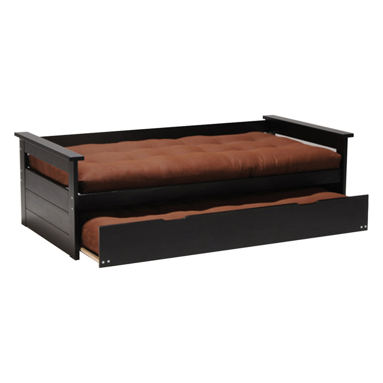 Lit banquette gigogne 90x190 inclus 1 tiroir-lit et 2 sommiers Gael Noir - vue 4