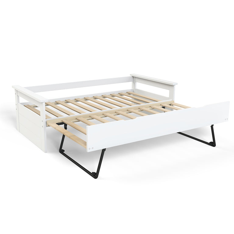 Lit banquette gigogne 90x190 inclus 1 tiroir-lit et 2 sommiers Gael Blanc - vue 4