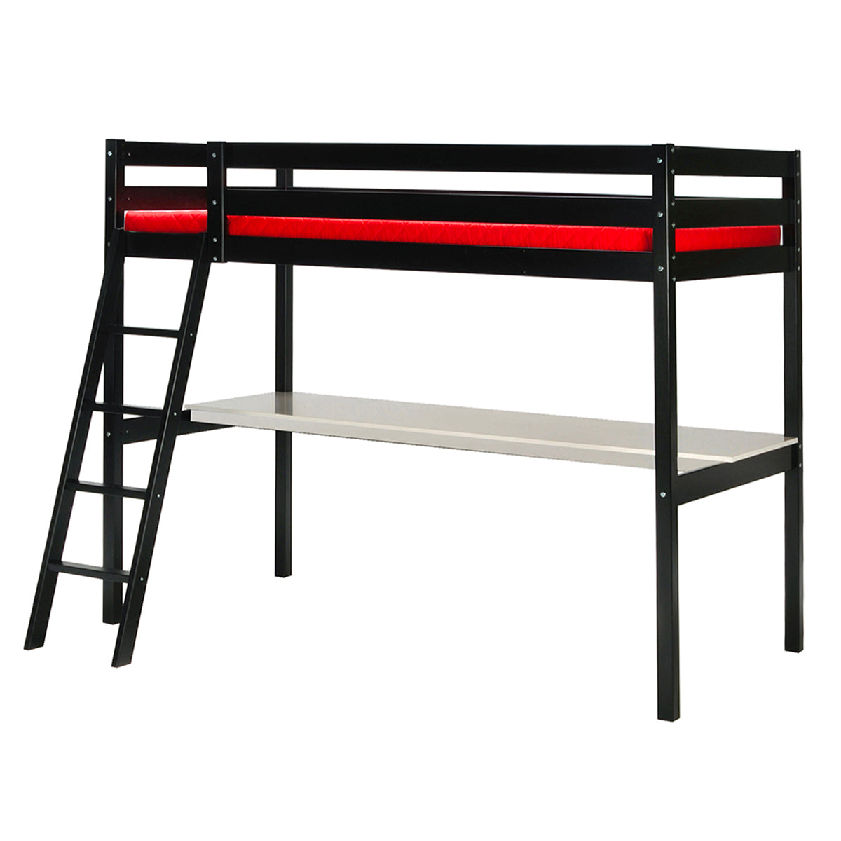 Lit mezzanine 90x190 - bureau - Weber Industries Aspen - Noir - vue 2