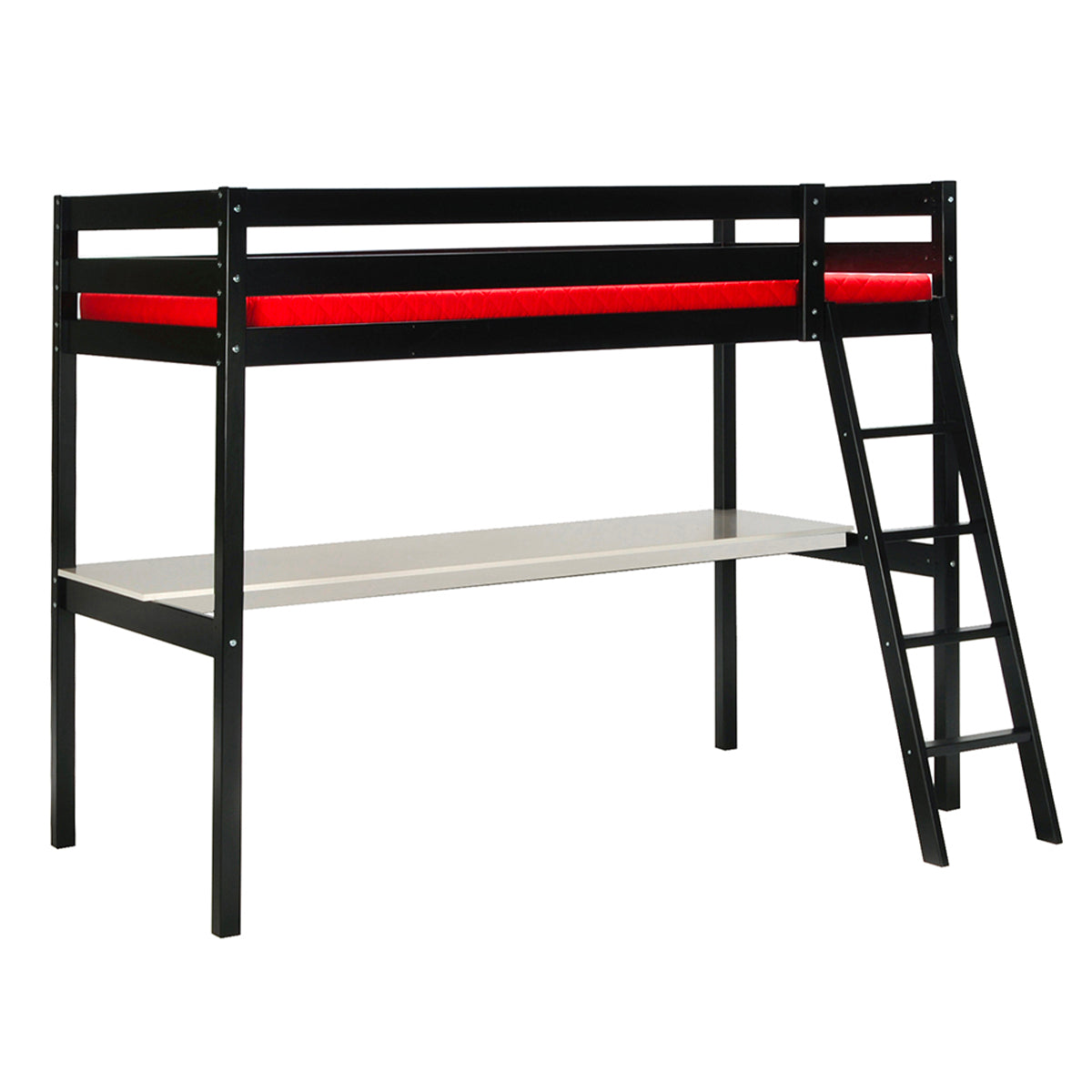 Lit mezzanine 90x190 - bureau - Weber Industries Aspen - Noir - vue 3
