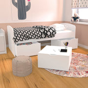Lit 90x190 sommier inclus et 3 tiroirs Lena Blanc