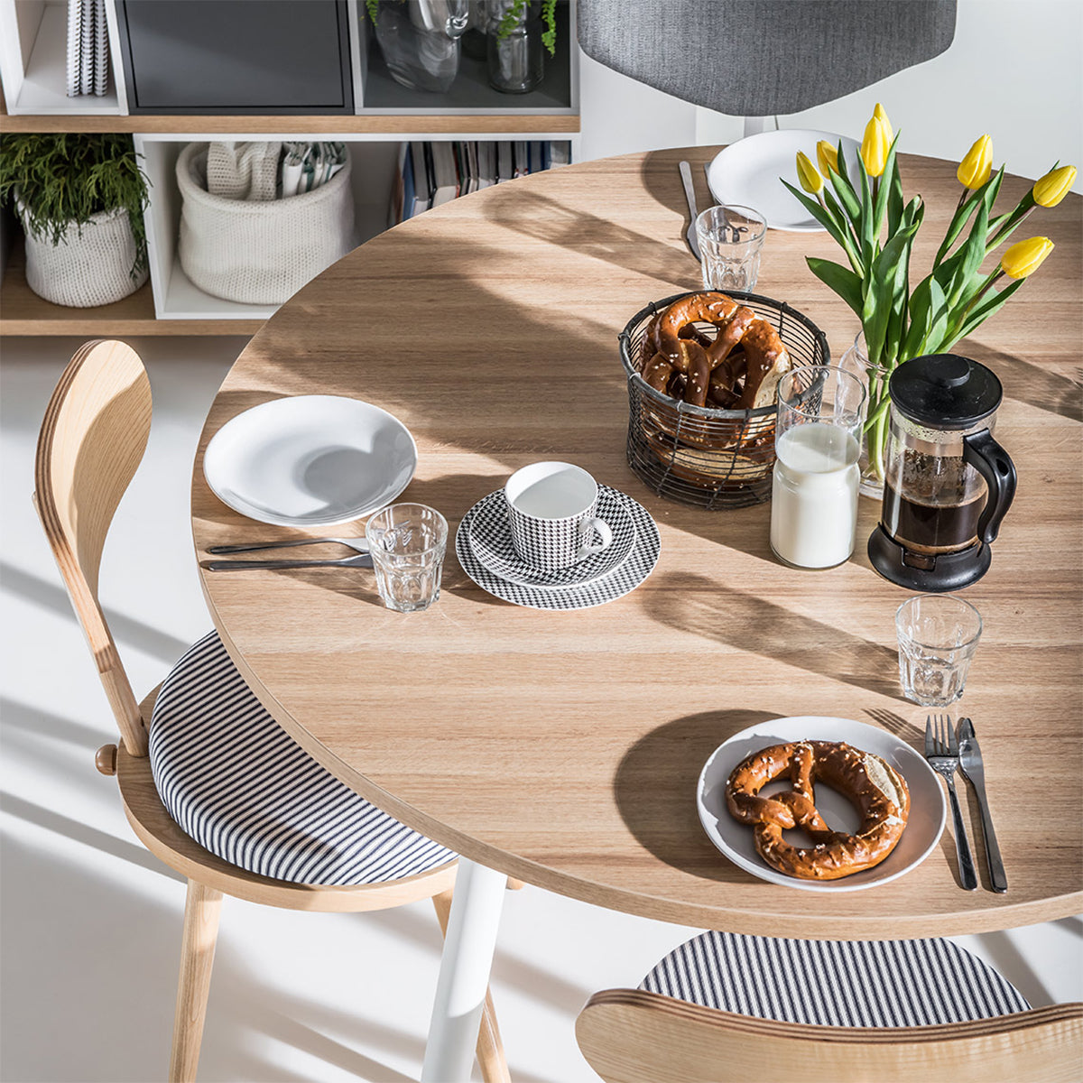 Table ronde 120cm Vox Balance Blanc et bois - vue 3
