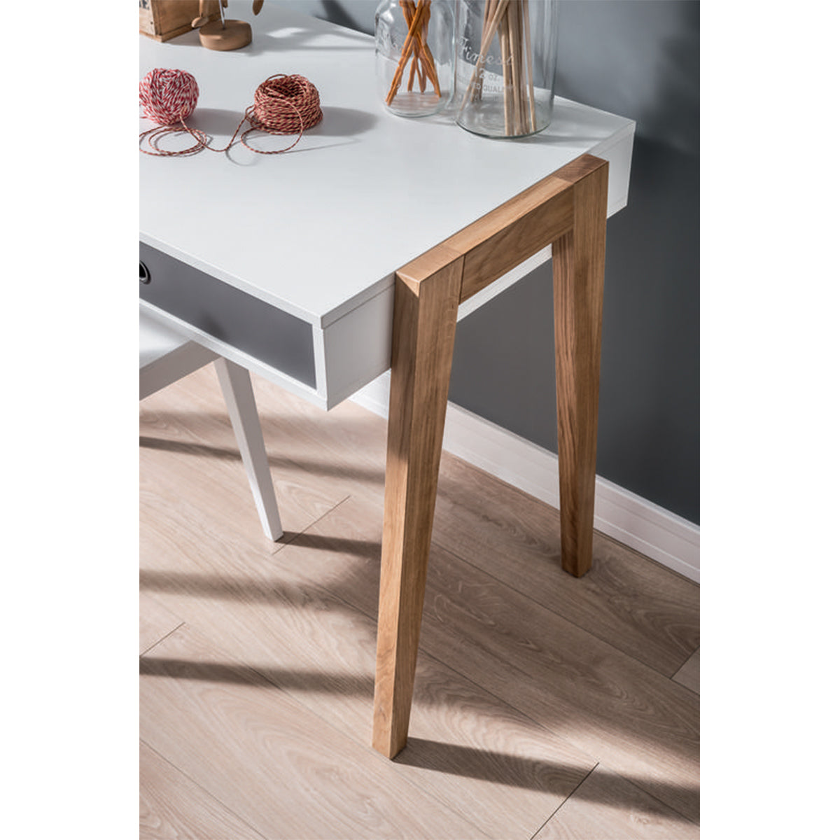 Bureau 2 tiroirs Vox Concept Gris - vue 6