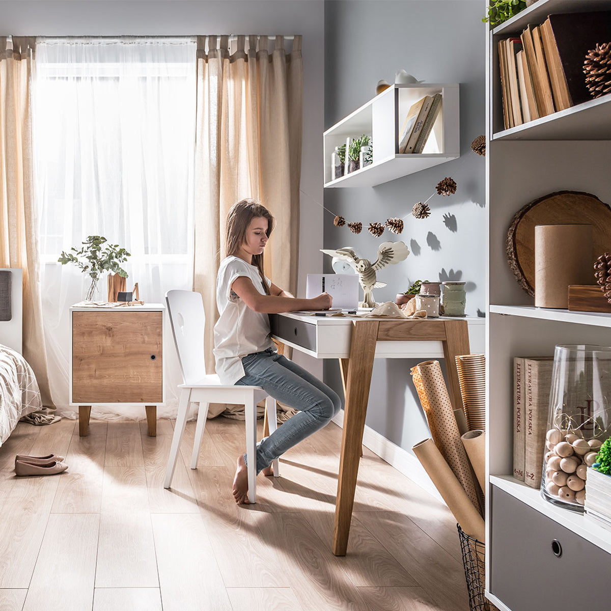 Bureau 2 tiroirs Vox Concept Gris - vue 3