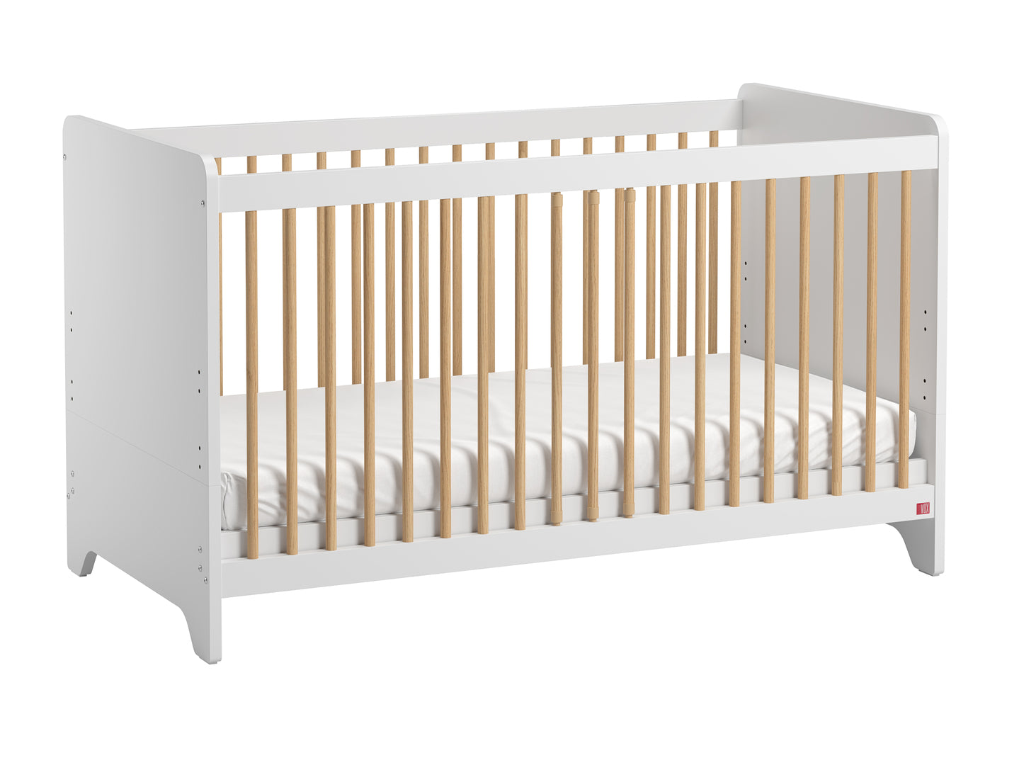 Lit bébé évolutif Vox Leaf - Blanc et bois - vue 2