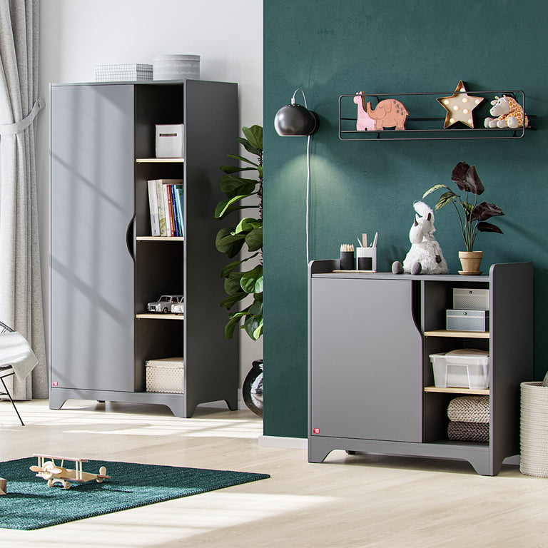 Commode à langer et Armoire 1 porte Vox Leaf Gris et bois - vue 6