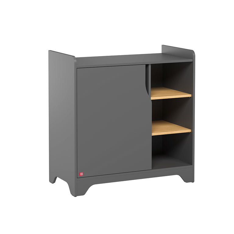 Chambre complète lit bébé - commode à langer - armoire 1 porte Vox Leaf Gris et bois - vue 6