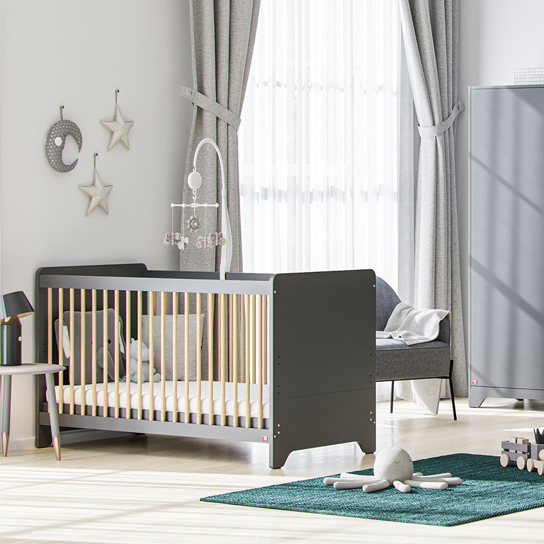Lit bébé évolutif Vox Leaf Gris et bois - vue 4