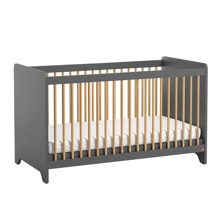 Lit bébé et Armoire 1 porte Vox Leaf Gris et bois - vue 2