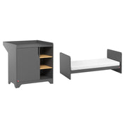 Lit bébé évolutif et commode à langer Vox Leaf Gris et bois
