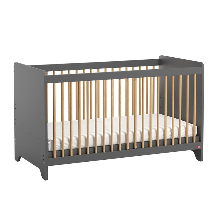 Lit bébé évolutif et Armoire 1 porte Vox Leaf Gris et bois - vue 3