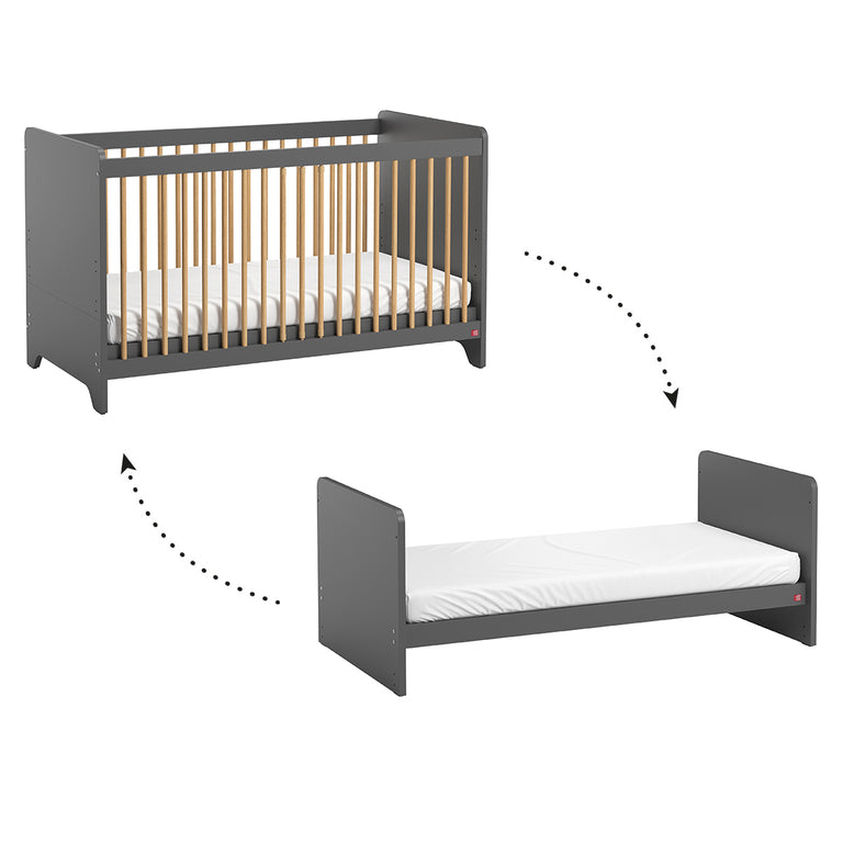 Lit bébé évolutif et commode à langer Vox Leaf Gris et bois - vue 2