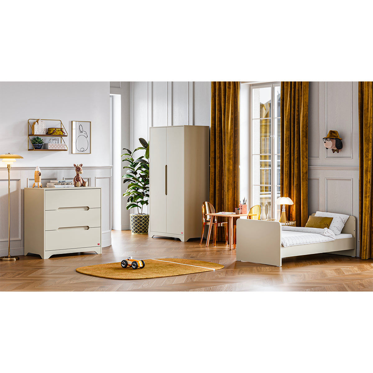 Lit évolutif 70x140 et commode 3 tiroirs Vox Ova Beige - vue 7