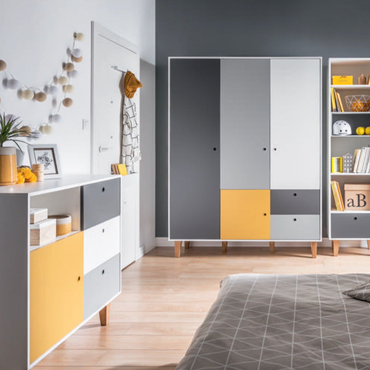 Armoire 3 portes Vox Concept Jaune - vue 3