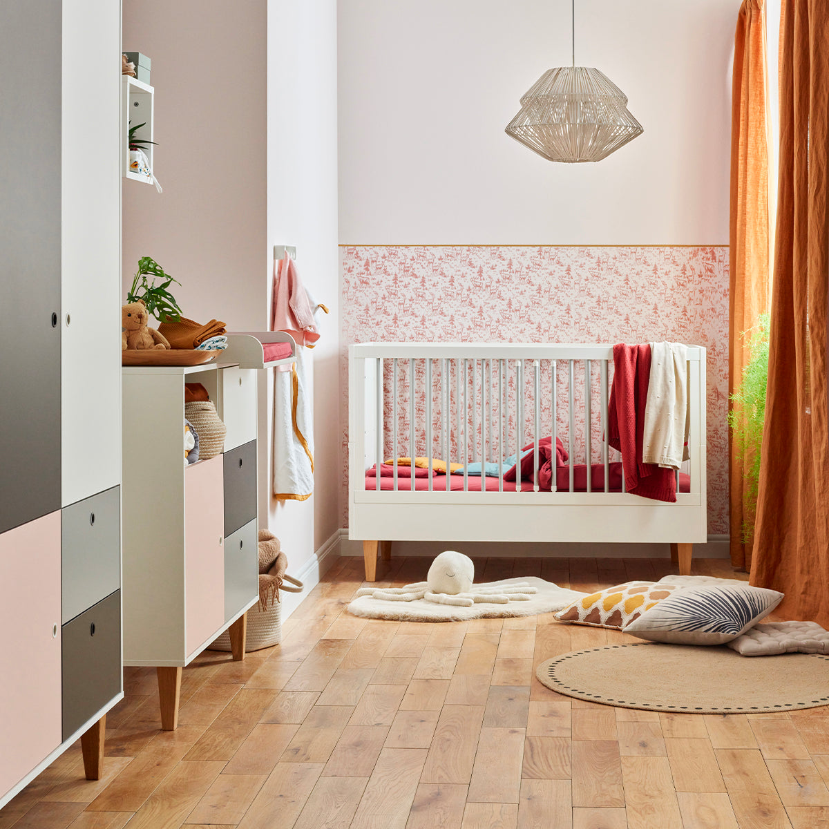 Commode 3 tiroirs Vox Concept Rose - vue 3