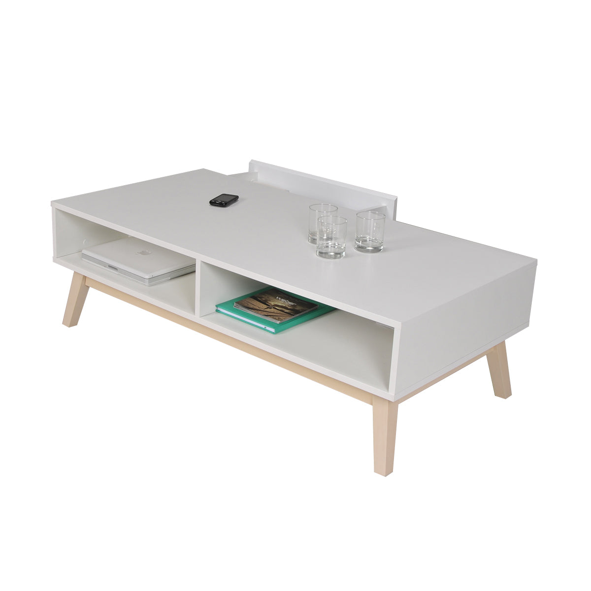Table basse 1 tiroir 2 niches Weber Industries Home Blanche - vue 4