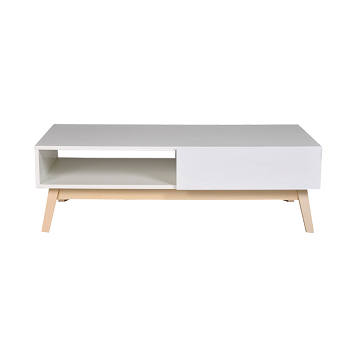 Table basse 1 tiroir 2 niches Weber Industries Home Blanche