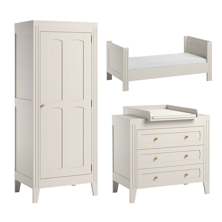Chambre complète lit bébé évolutif commode à langer et armoire 1 porte Vox Milenne Blanc - vue 2