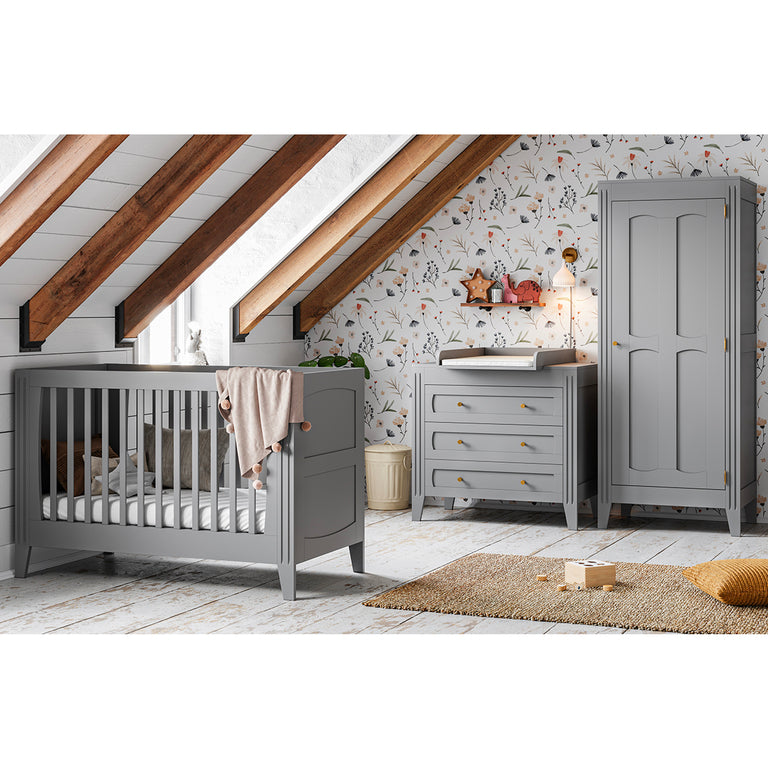 Commode 3 tiroirs et armoire 1 porte Vox Milenne Gris - vue 5