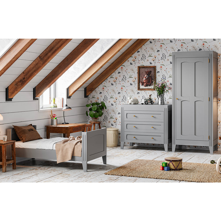 Commode 3 tiroirs et armoire 1 porte Vox Milenne Gris - vue 6
