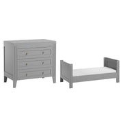 Lit bébé évolutif et commode 3 tiroirs Vox Milenne Gris