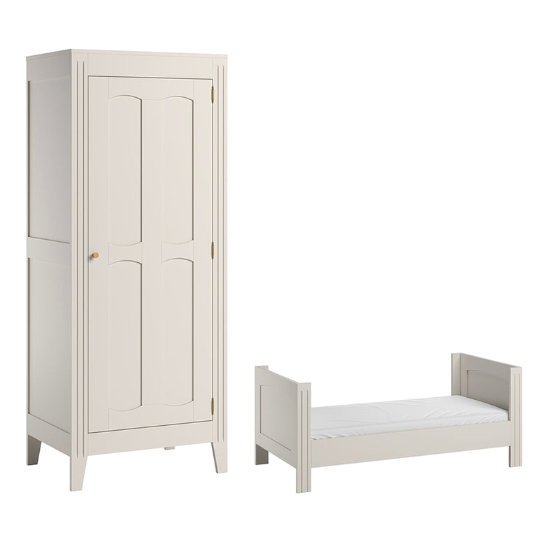 Lit bébé évolutif et armoire 1 porte Vox Milenne Blanc