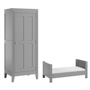 Lit bébé évolutif et armoire 1 porte Vox Milenne Gris