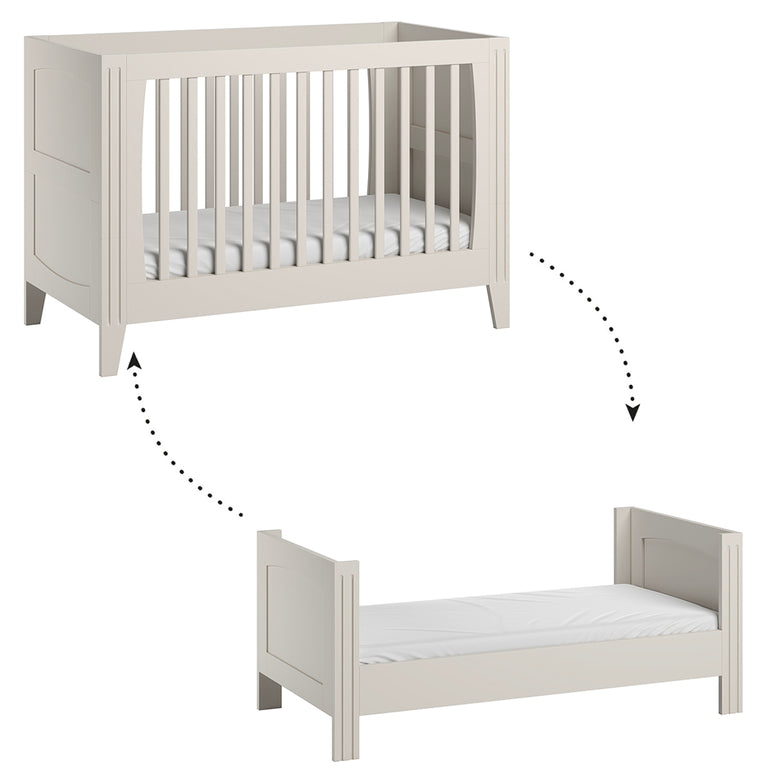 Lit bébé évolutif et armoire 1 porte Vox Milenne Blanc - vue 2