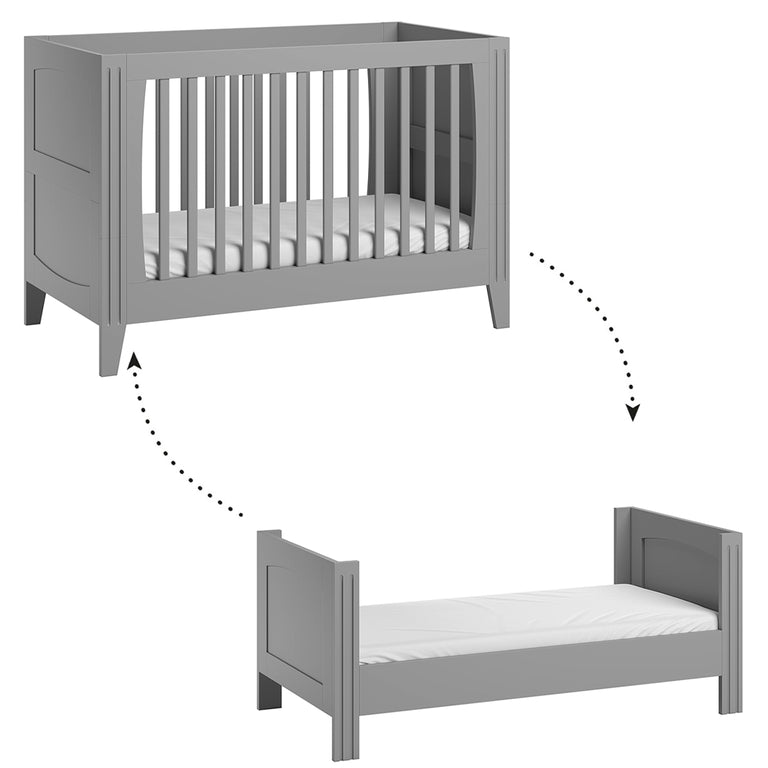 Lit bébé évolutif et armoire 1 porte Vox Milenne Gris - vue 2