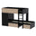 Lit superposé 90x190 - armoire - tiroirs - 2 sommiers - Weber Industries Twin Noir et bois