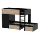 Lit superposé 90x190 - armoire - tiroirs - 2 sommiers - Weber Industries Twin Noir et bois