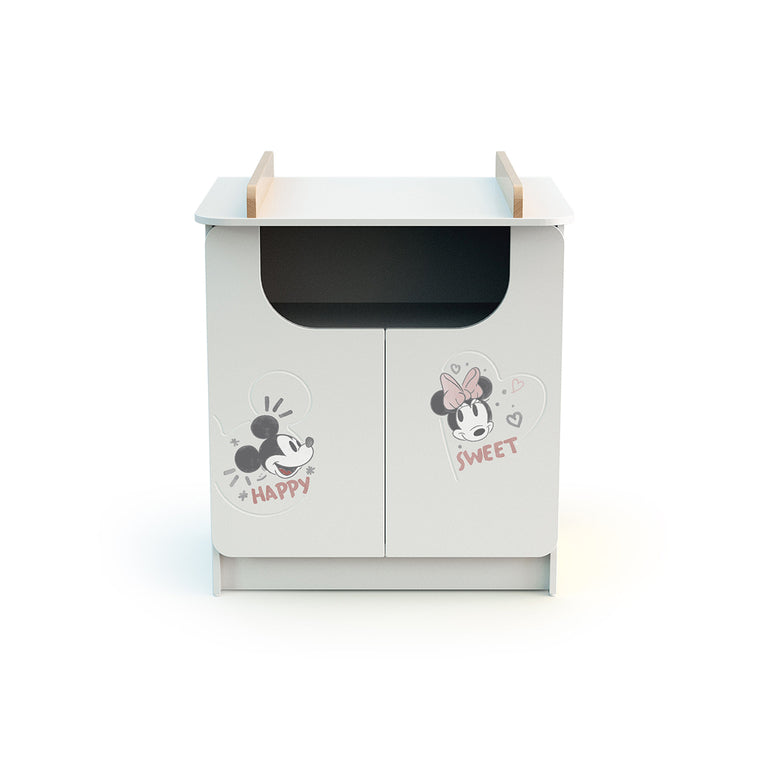 Commode 2 portes avec plan à langer AT4 Disney Happy Days Mickey Blanc et Hêtre - vue 4