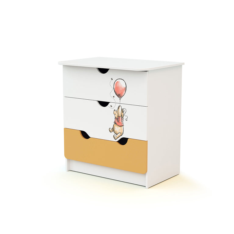 Commode 3 tiroirs avec plan à langer AT4 Disney Exploring Winnie Jaune et Blanc - vue 2