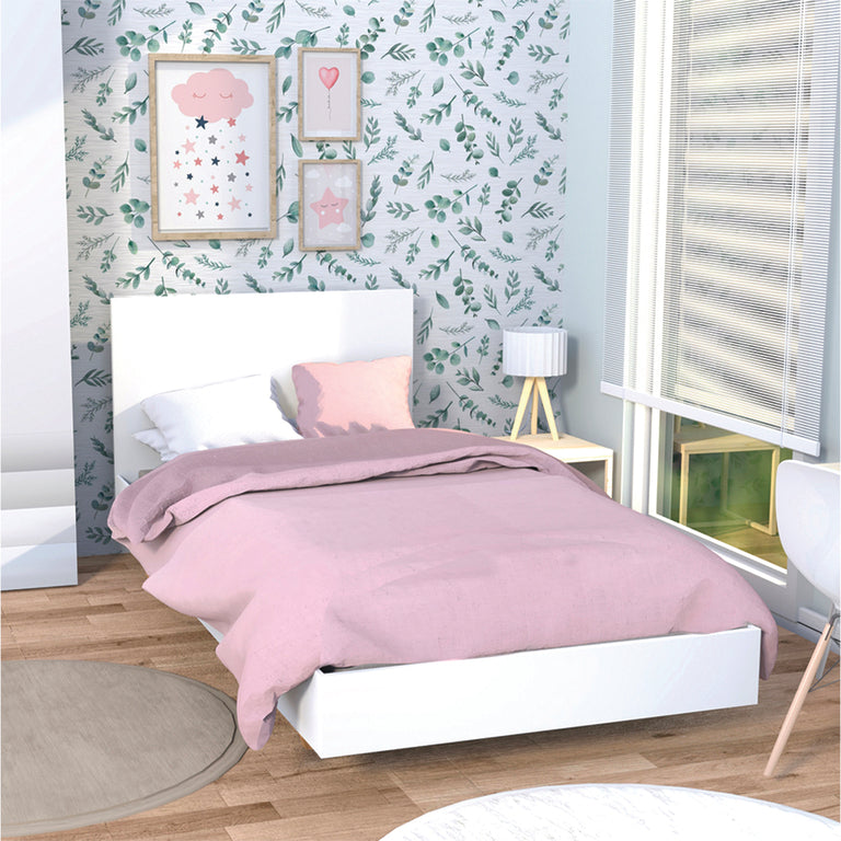 Lit 90x190 sommier inclus Cora Blanc