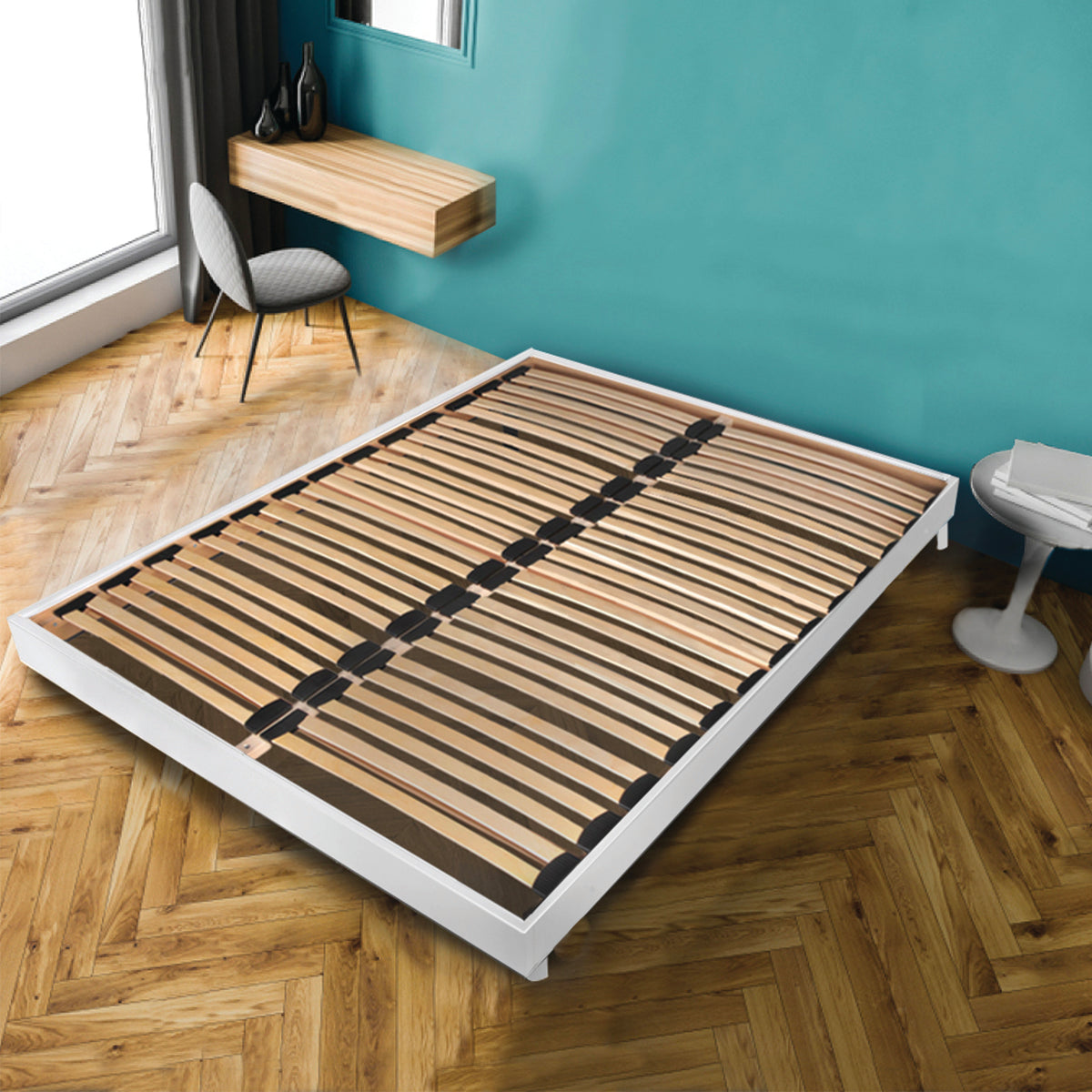 Sommier sur pied 160x200 26 lattes Izar Blanc