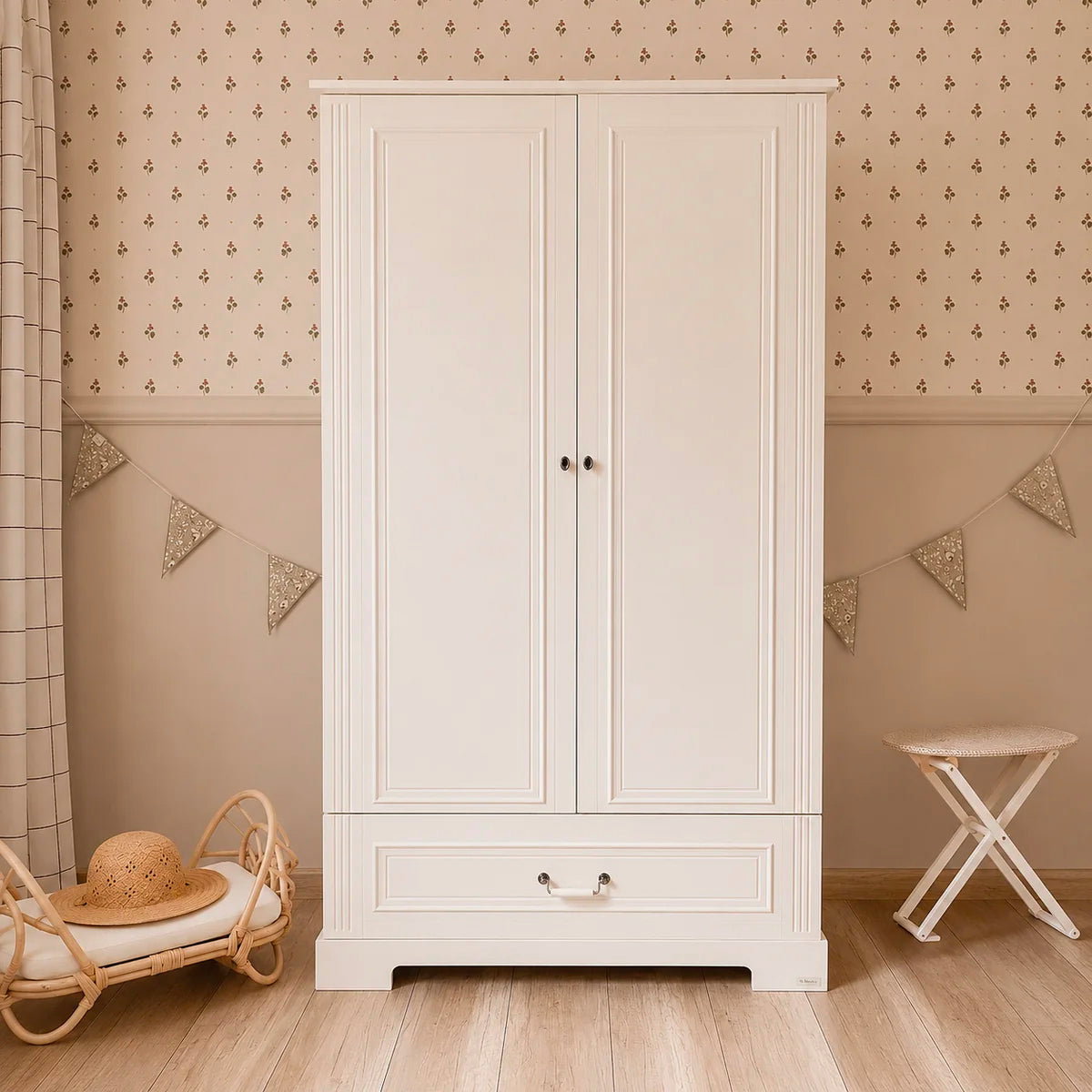 Armoire 2 portes 1 tiroir Bellamy Ines Blanc