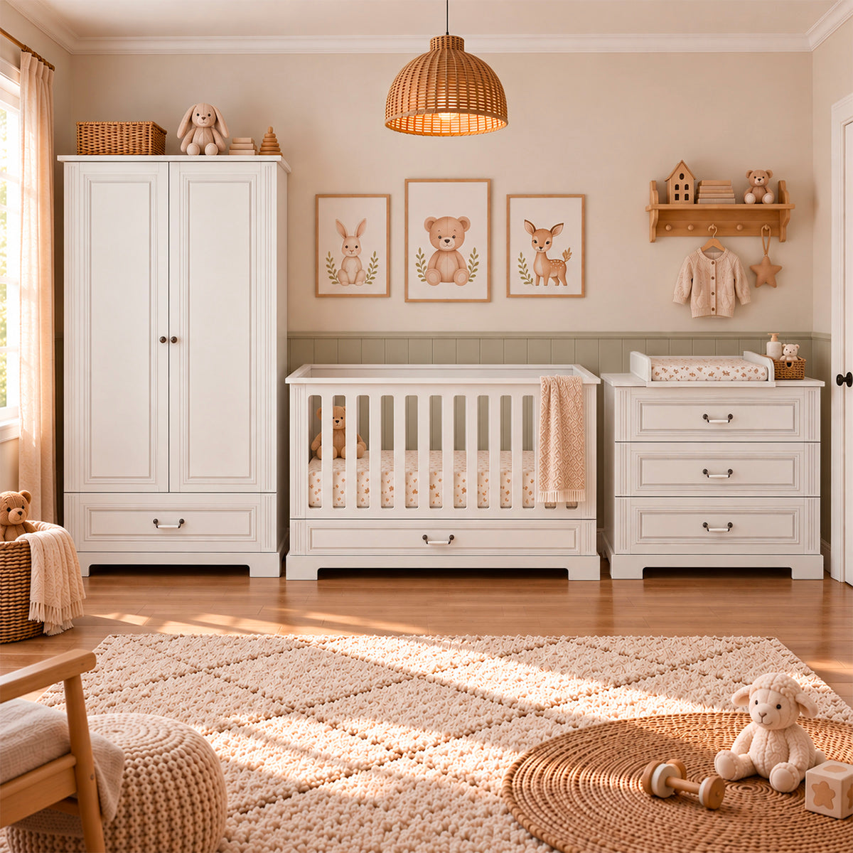 Lit évolutif 70x140 et commode 3 tiroirs Bellamy Ines Blanc