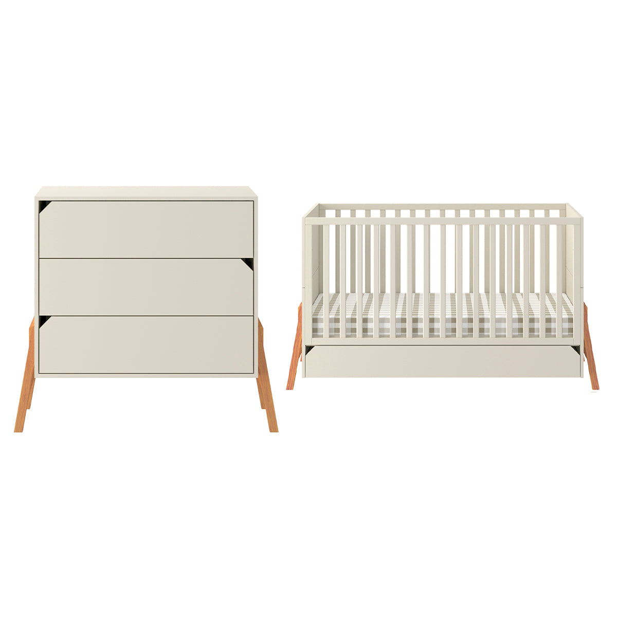 Lit évolutif 70x140 et commode 3 tiroirs Bellamy Lotta Cachemire