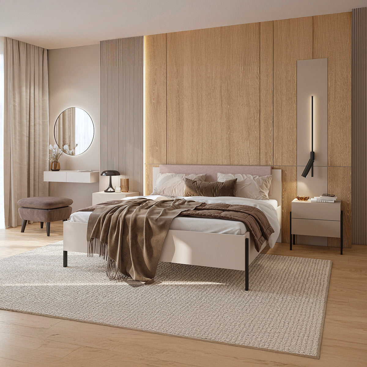 Lit 160x200 sommier inclus Bérénice Cachemire