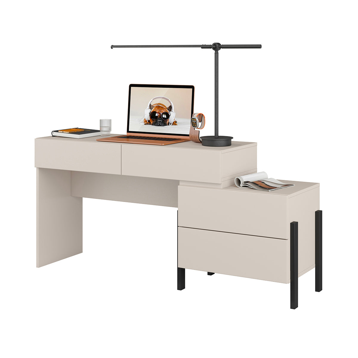Bureau 4 tiroirs Bérénice Cachemire
