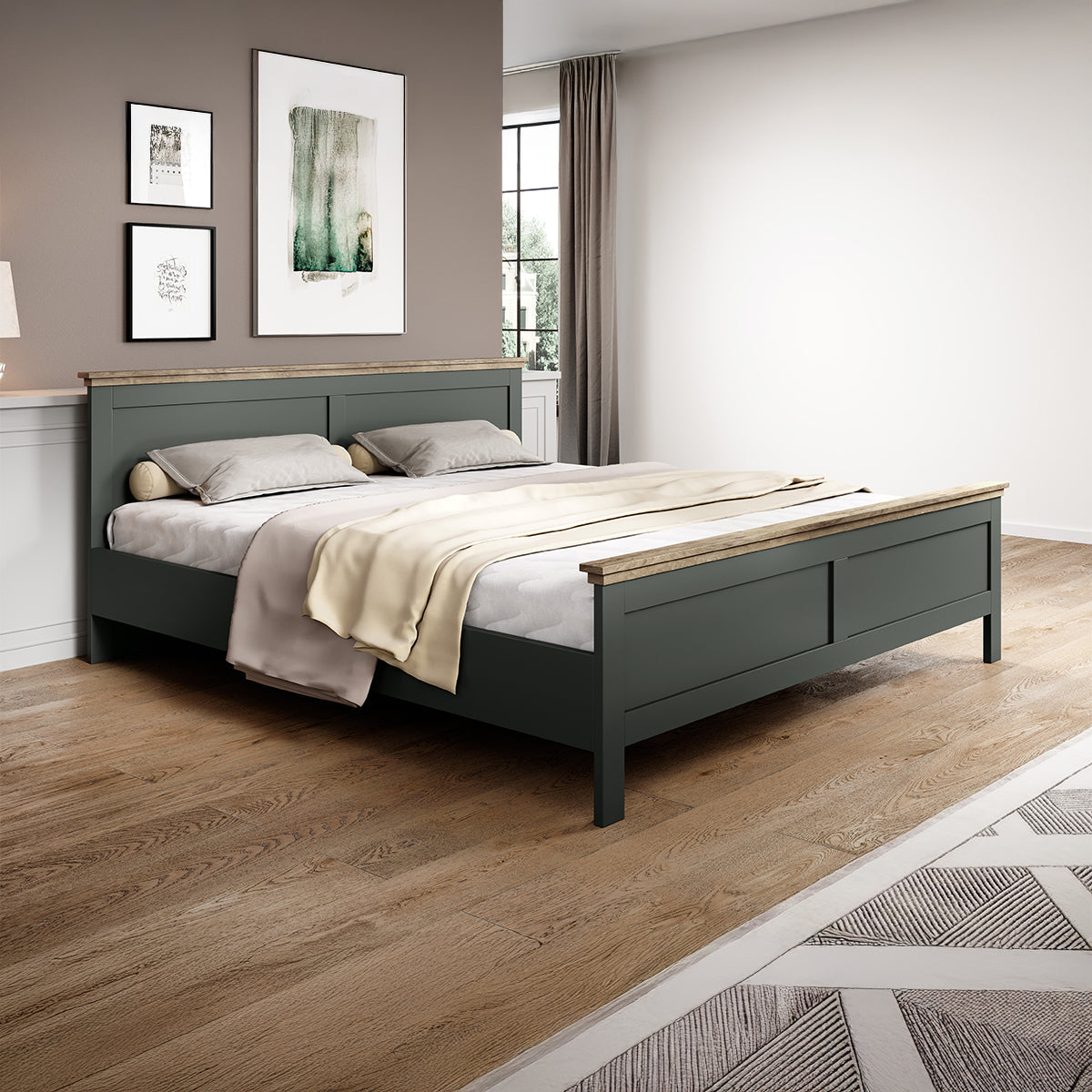 Lit 160x200 sommier inclus Martin Vert et Bois
