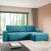 Canapé d'angle droit convertible 3 places avec coffre Romeo Bleu