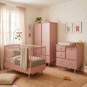 Chambre complète lit évolutif 70x140 commode à langer et armoire 2 portes Wood Luck Babushka Rose