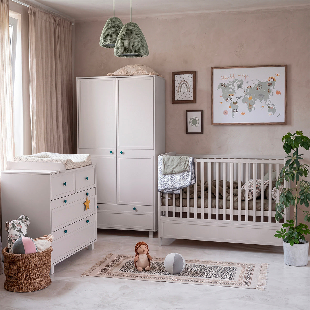 Lit évolutif 70x140 et armoire 2 portes Wood Luck Gabriel - Cachemire