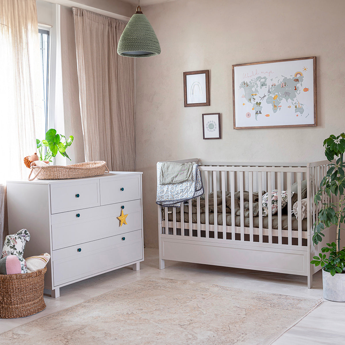 Lit évolutif 70x140 et commode 4 tiroirs Wood Luck Gabriel - Cachemire