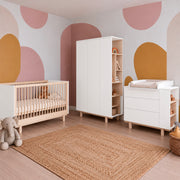 Chambre complète lit évolutif 70x140 commode à langer et armoire 2 portes Wood Luck Romy - Blanc